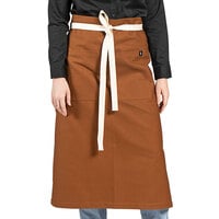 Uncommon Chef 3119 Walnut Customizable 100% Cotton Canvas Marvel Bistro Apron with Natural Webbing and 1 Pocket - 33" x 31"
