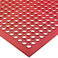 San Jamar KM1200B EZ-Mat 3' x 5' Red Grease-Resistant Bagged Floor Mat with Beveled Edge - 1/2 inch Thick