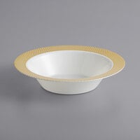 Visions 12 oz. Bone / Ivory Plastic Bowl with Gold Lattice Design - 15/Pack