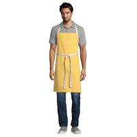 Uncommon Threads 3115 Egg Customizable 100% Cotton Canvas Vibe Bib Apron with Natural Webbing and 3 Pockets - 34 inchL x 36 inchW