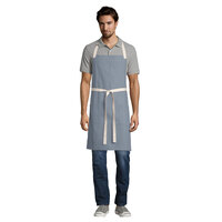 Uncommon Threads 3115 Gray Customizable 100% Cotton Canvas Vibe Bib Apron with Natural Webbing and 3 Pockets - 34 inchL x 36 inchW