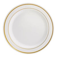 Visions Halo 7" Bone / Ivory Plastic Plate with Gold Bands - 15/Sample