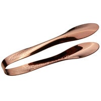 Bon Chef 9461HFRG 9 1/4" Rose Gold Hammered Stainless Steel Serving Tongs with Hollow Cool Handle