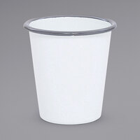 Crow Canyon Home V03GRY Vintage 10 oz. White Short Enamelware Tumbler with Grey Rolled Rim