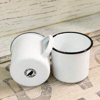 Crow Canyon Home V11BLA Vintage 12 oz. White Enamelware Mug with Black Rolled Rim