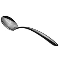 Bon Chef 9457HFB 13 1/2" Black Hammered Stainless Steel Solid Serving Spoon with Hollow Cool Handle