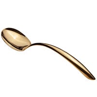 Bon Chef 9457G 13 1/2" Gold Stainless Steel Solid Serving Spoon with Hollow Cool Handle
