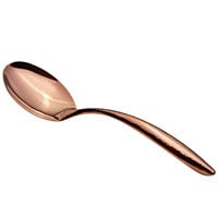 Bon Chef 9463HFRG 9 3/4" Rose Gold Hammered Stainless Steel Solid Serving Spoon with Hollow Cool Handle