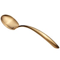 Bon Chef 9457GM 13 1/2" Gold Matte Stainless Steel Solid Serving Spoon with Hollow Cool Handle