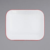 Crow Canyon Home V34RED Vintage 3 Qt. White Enamelware Roasting Pan with Red Rolled Rim