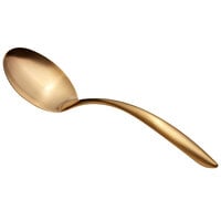 Bon Chef 9463GM 9 3/4" Gold Matte Stainless Steel Solid Serving Spoon with Hollow Cool Handle