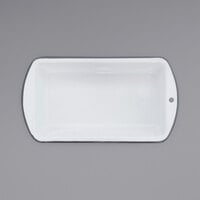 Crow Canyon Home V32GRY Vintage 1.5 Qt. White Enamelware Loaf Pan with Grey Rolled Rim