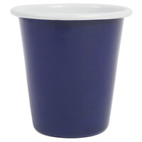 Crow Canyon Home S03BLU Pacifica 10 oz. Two Tone Dark Blue and White Short Enamelware Tumbler