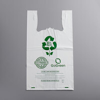 1/5 Size 2.25 Mil White Reusable Extra Heavy Plastic T-Shirt Bag - 150/Case