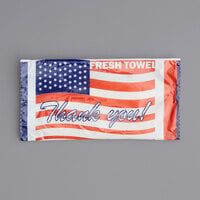 8 inch x 7 1/2 inch US Flag Premium Clean Scented Moist Towelette / Wet Nap   - 250/Case