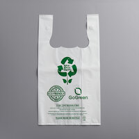 1/6 Size 3 Mil White Reusable Extra Heavy Plastic T-Shirt Bag   - 150/Case