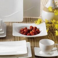 CAC MDN-3 Modern 9 inch New Bone White Square Porcelain Soup Bowl / Plate - 24/Case