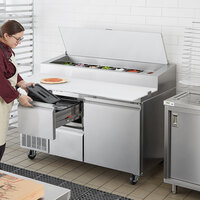 Avantco SSPPT-260D 60 inch 1 Door Refrigerated Pizza Prep Table with 2 Drawers