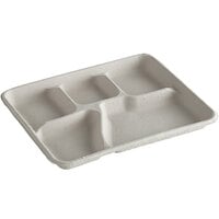 Huhtamaki Chinet 21032 Savaday 10 3/8" x 8 1/4" White Molded Fiber / Pulp 5-Compartment Cafeteria Tray - 240/Case