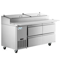 Avantco SSPPT-2C 68 inch 4 Drawer Refrigerated Pizza Prep Table