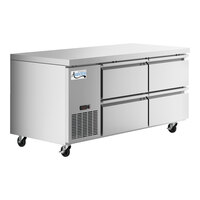 Avantco SS-UD-2RC 67" Stainless Steel Four Drawer Extra Deep Undercounter Refrigerator
