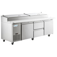 Avantco SSPPT-3F 93" 2 Door Refrigerated Pizza Prep Table with 2 Drawers