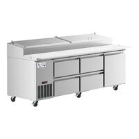 Avantco SSPPT-3K 94" 1 Door Refrigerated Pizza Prep Table with 4 Drawers