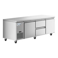 Avantco SS-UD-3RF 93" Stainless Steel Extra Deep Undercounter Refrigerator with 2 Middle Drawers and 2 Doors