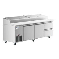 Avantco SSPPT-3E 93" 2 Door Refrigerated Pizza Prep Table with 2 Drawers