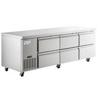 Avantco 93" Stainless Steel Six Drawer Extra Deep Undercounter Refrigerator