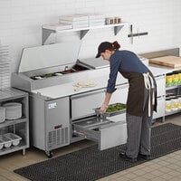 Avantco SSPPT-3J 93 inch 1 Door Refrigerated Pizza Prep Table with 4 Drawers