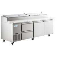 Avantco SSPPT-3I 93" 2 Door Refrigerated Pizza Prep Table with 2 Drawers