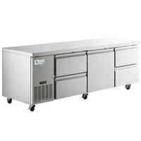 Avantco 93" Stainless Steel Extra Deep Undercounter Refrigerator with 4 Drawers and 1 Middle Door