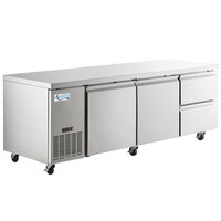 Avantco SS-UD-3RE 93 inch Stainless Steel Extra Deep Undercounter Refrigerator with 2 Right Drawers and 2 Doors