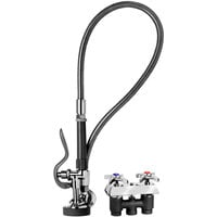 T&S B-0105 Pre-Rinse Spray Valve and Wall Hook Outlet with Flexible Stainless Steel Hose and Concealed Mixing Valve