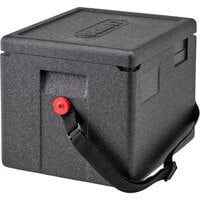 Cambro Cam GoBox® Black Half-Size Top Loading EPP Insulated Food Pan Carrier with Strap - 8" Deep Half-Size Pan Max Capacity