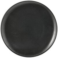 Front of the House DDP018BKP22 Spiral Ink 11 inch Semi-Matte Black Round Porcelain Plate - 6/Case