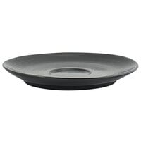 Front of the House DCS024BKP23 Spiral Ink 5 3/4" Semi-Matte Black Porcelain Saucer - 12/Case