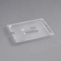 Cambro 20CWCHN135 Camwear 1/2 Size Clear Polycarbonate Handled Lid with Spoon Notch