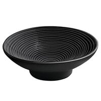 Front of the House DSD008BKP23 Spiral Ink 3 oz. Semi-Matte Black Round Porcelain Ramekin - 12/Case