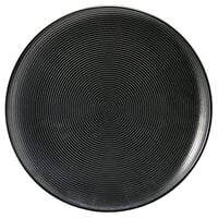 Front of the House DAP059BKP22 Spiral Ink 7 1/4 inch Semi-Matte Black Round Porcelain Plate - 6/Case