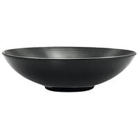 Front of the House DBO030BKP22 Spiral Ink 48 oz. Semi-Matte Black Round Porcelain Wide Bowl - 6/Case