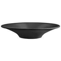 Front of the House DBO130BKP21 Spiral Ink 28 oz. Semi-Matte Black Round Porcelain Flare Bowl - 4/Case