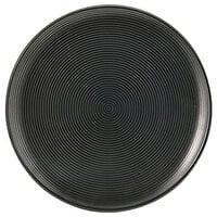 Front of the House DBB001BKP23 Spiral Ink 6 1/2 inch Semi-Matte Black Round Porcelain Plate - 12/Case