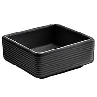 Front of the House TSH007BKP23 Spiral Ink 3 oz. Semi-Matte Black Square Porcelain Ramekin - 12/Case