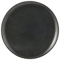 Front of the House DSP022BKP22 Spiral Ink 9 1/2 inch Semi-Matte Black Round Porcelain Plate - 6/Case