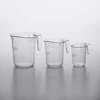 Choice 3-Piece Clear with Gradations Plastic Allergen Free Measuring Cup Set