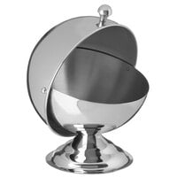 Carlisle 609131 10 oz. 18/8 Mirror Polish Stainless Steel Roll-Top Covered Snack Dish