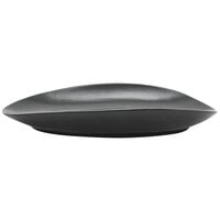 Front of the House DOS030BKP20 Tides 12 inch x 8 3/4 inch Semi-Matte Mussel Oval Porcelain Coupe Plate - 2/Case