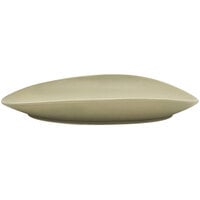 Front of the House DOS030GRP20 Tides 12 inch x 8 3/4 inch Semi-Matte Sea Grass Oval Porcelain Coupe Plate - 2/Case